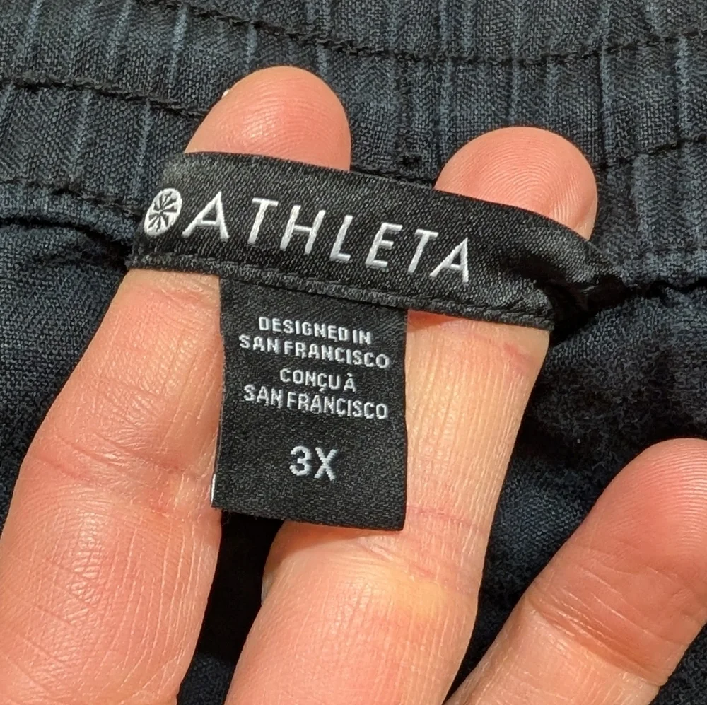 ATHLETA Retreat Linen High Rise Wide Leg Women's Black Pants (Women's 3X)